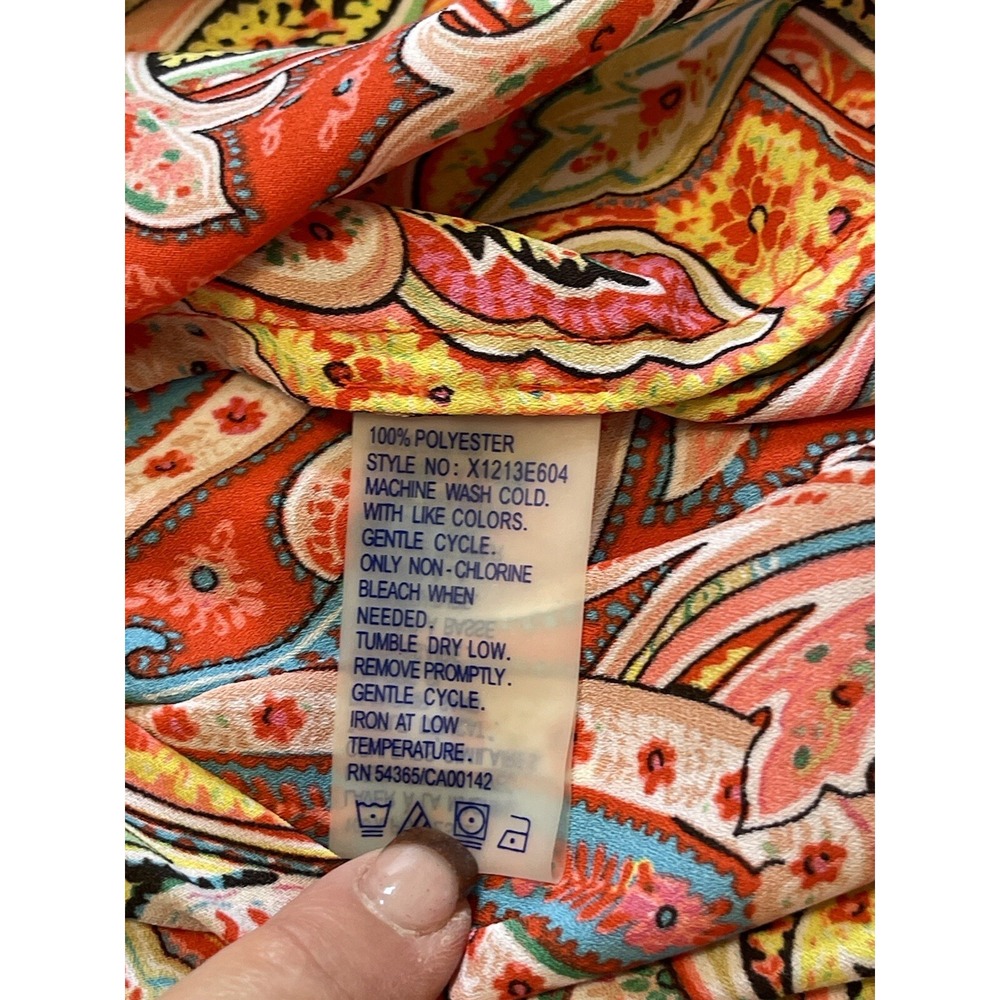 Peter Nygard womens Button Up Colorful Paisley Boho Blouse Size 16 - Picture 8 of 8